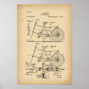 1893 Patent Bicycle Ice velocipede Poster