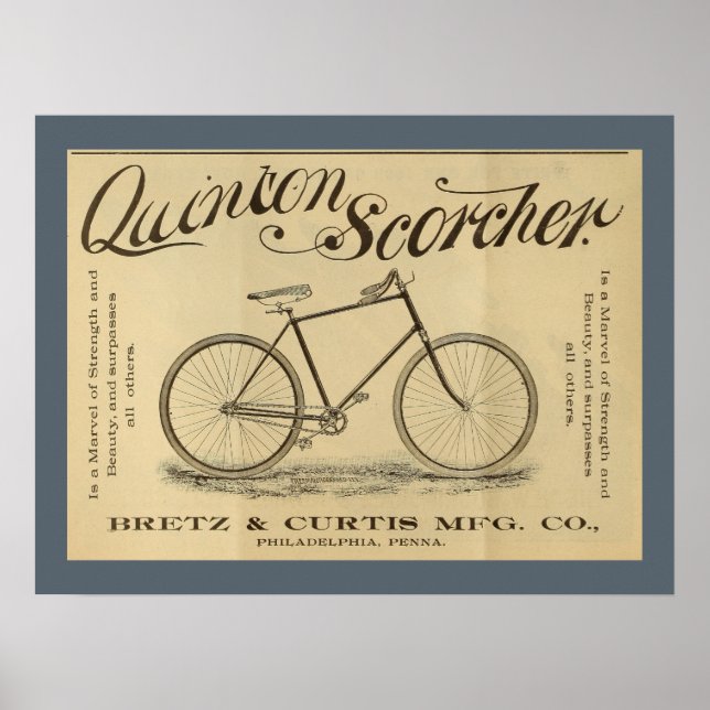 1893 Quinton Scorcher Bicycle Ad Art Poster (Vorne)