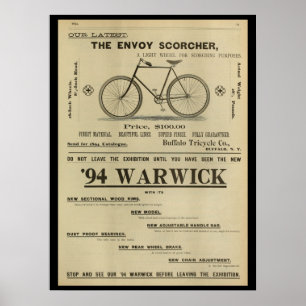 1893 Vintag Envoy Bicycle Magazine and Art Poster