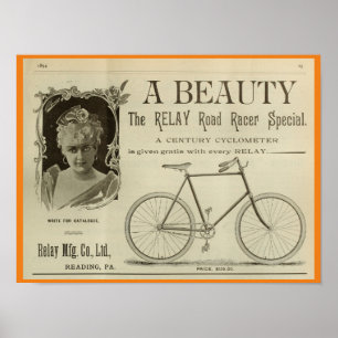 1893 Vintage-Bicycle-Racer-Magazin-Werbekunstplaka Poster