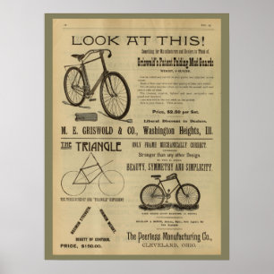 1893 Vintage Fahrrad Magazin Werbeplakat Kunst Poster