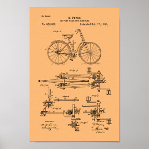 1893 Vintage Fahrradgetriebe Patentschrift Poster