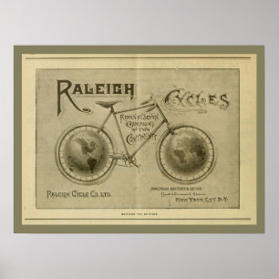 1893 Vintage-Raleigh-Fahrrad-Magazin-Werbeplakat Poster
