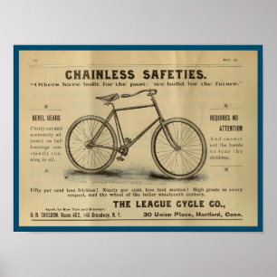 1893 Vintage Safety Fahrrad Magazin Werbekunst Pos Poster