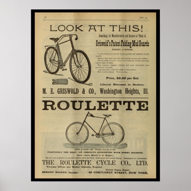 1893 Vintages Bicycle Magazine und Art Poster (Vorne)