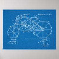 1893 Vintages Fahrrad Patent Blueprint Art Print