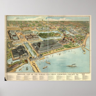 1893 Vogel-Augen-Ansicht-panoramische Karte Poster