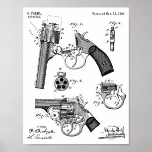 1894 Foehl Gun Patent Art Drawing Print Poster