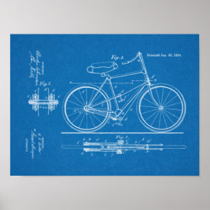 1894 Lever Propelled Bicycle Patent Art Print Poster