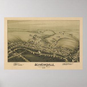 1894 Luftkarte Schwenksville PA Pennsylvania Poster
