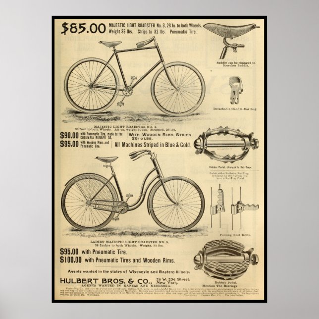 1894 Majestic Light Roadster Bicycle Ad Art Poster (Vorne)