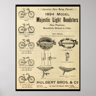 1894 Majestic Light Roadsters Fahrradwerbeposter Poster