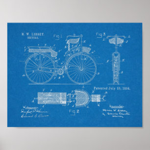 1894 Militärradpatent Art Zeichnend Print Poster