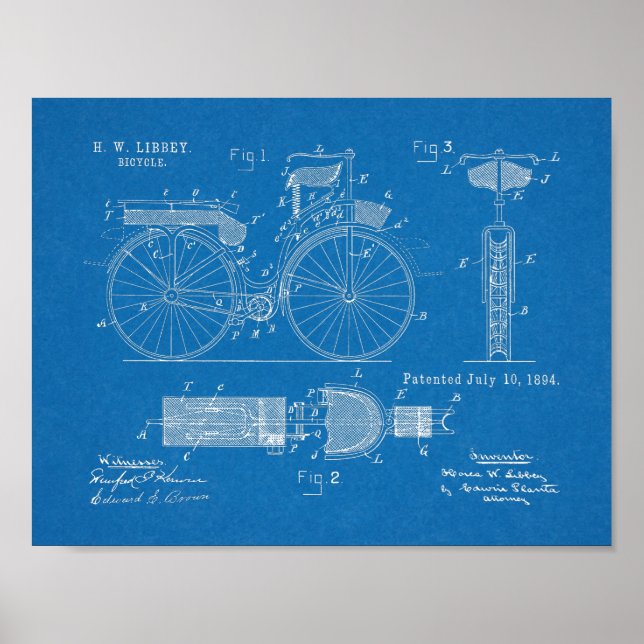 1894 Militärradpatent Art Zeichnend Print Poster (Vorne)