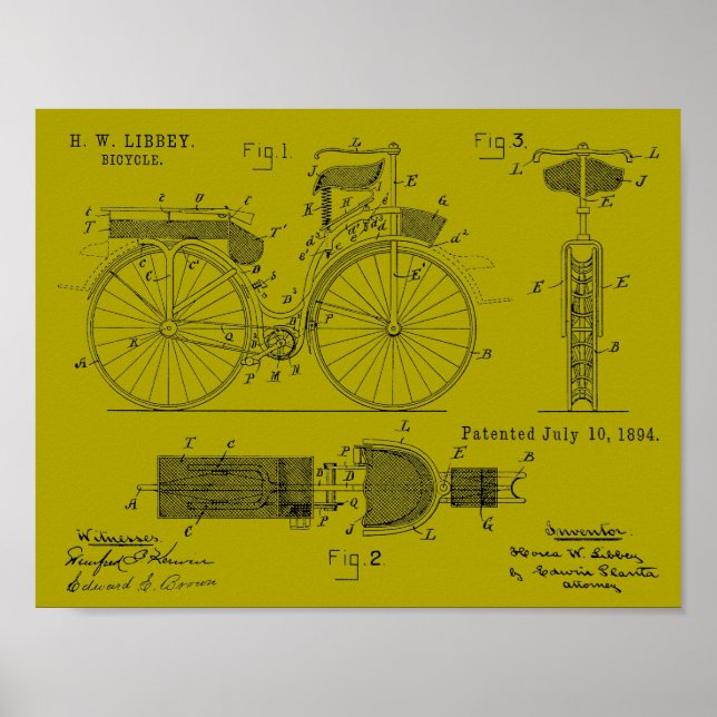 1894 Militärradpatent Art Zeichnend Print Poster (Vorne)