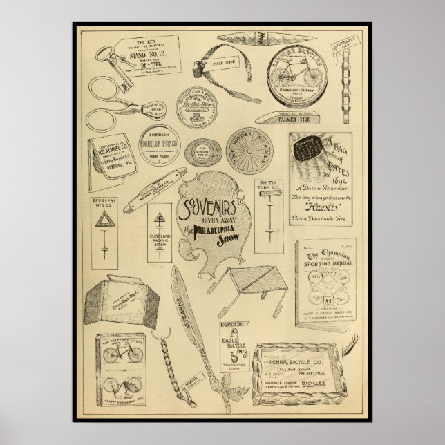 1894 Philadelphia Bicycle Show Ad Art Poster (Vorne)