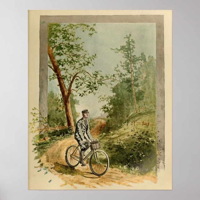 1894 Vintage Bicycle Trail Color Ad Art Print Poster (Vorne)