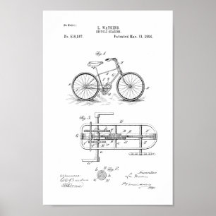 1894 Vintage Fahrradgetriebe - Patentdruck individ Poster
