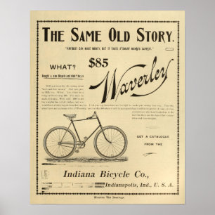 1894 Waverly Indiana Fahrrad Werbeplakat Poster