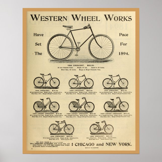 1894 Western Wheel Works Bicycle Ad Poster (Vorne)