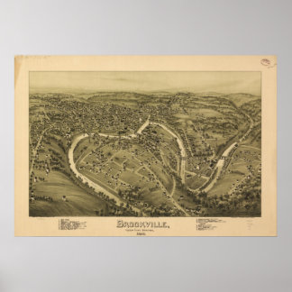 1895 Brookville, PA Birds Eye Panoramablick Karte Poster