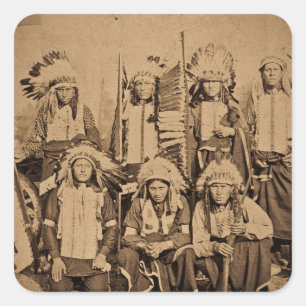1895 Buffalo Bill Wild West Show Sioux-Häuptlinge Quadratischer Aufkleber