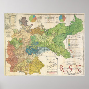 1895 Deutsch-Karte - Deutschland Poster
