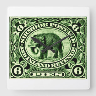1895 Indischer Fürstenstaat-Elefant Quadratische Wanduhr