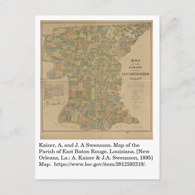 1895 Karte der Gemeinde East Baton Rouge, La (Vorderseite)