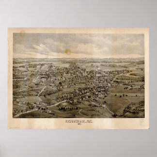 1895 Kennebunk, ME Birds Eye Panoramablick Karte Poster