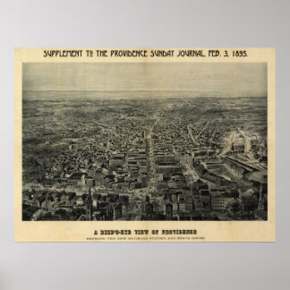 1895 Providence, RI Birds Eye Panoramablick Karte Poster