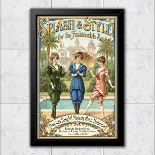 1895 Vintage Ozeanische Chic Badeanzug-Werbung Poster