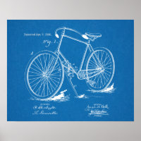 1895 Vintages Fahrrad Patent Blueprint Art Print