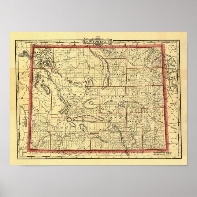 1895 Wyoming Map Poster (Vorne)