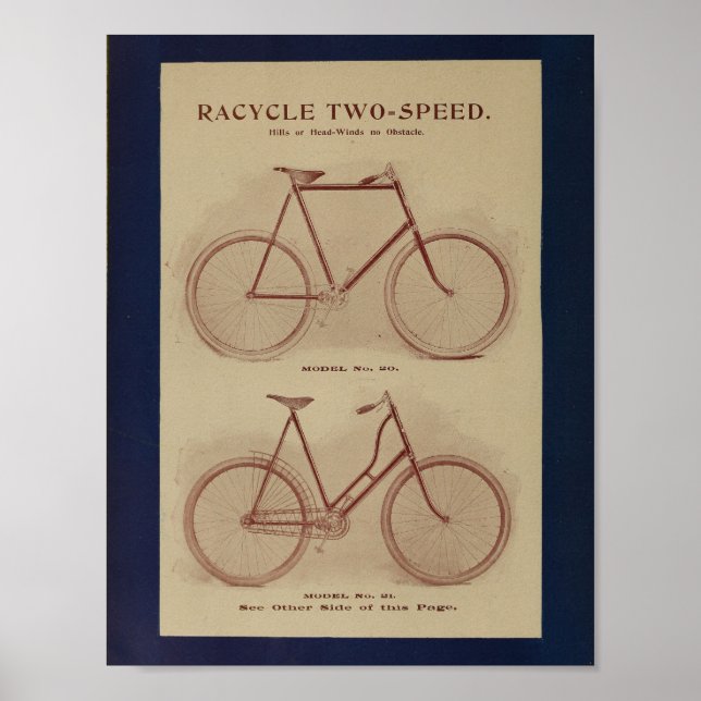 1896 Fahrrad-Fahrrad-Fahrrad-Fahrrad-Fahrradausdru Poster (Vorne)