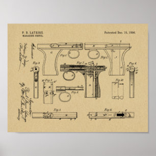 1896 Gun Magazine Patent Art Zeichnend Print Poster