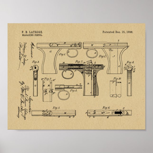 1896 Gun Magazine Patent Art Zeichnend Print Poster (Vorne)