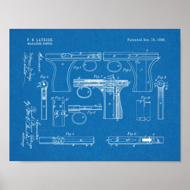 1896 Gun Magazine Patent Art Zeichnend Print Poster (Vorne)