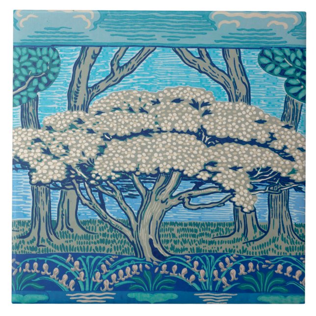 1896 May Tree Frieze, entworfen von Walter Crane Fliese (Vorderseite)