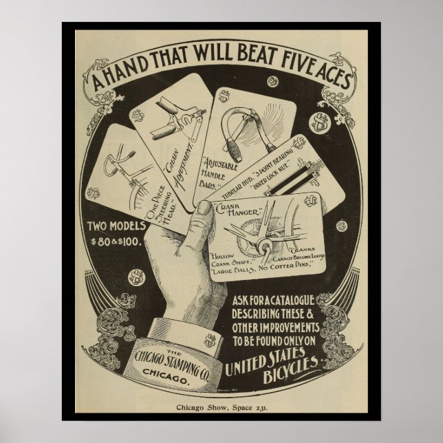 1896 United Staaten Bicycles Ad Art Poster (Vorne)