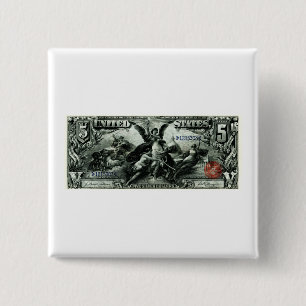 1896 US fünf Dollar-silbernes Zertifikat Button