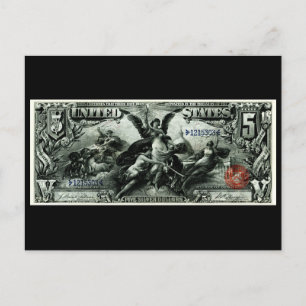 1896 US-Fünf-Dollar-Silberzertifikat Postkarte