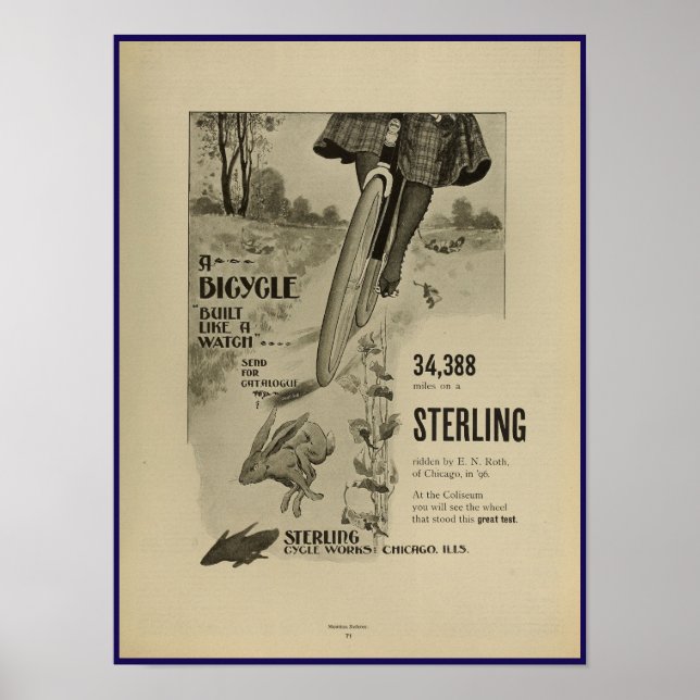 1896 Vintag Bicycle Magazine and Art Poster (Vorne)