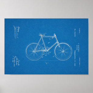1896 Vintage Bicycle Patent Blueprint Art Print Poster