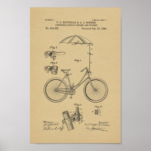 1896 Vintager Fahrradverleih Schirm Patentschrift  Poster