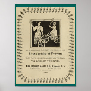 1896 Vintages Barnes Cycle Bicycles Ad Art Poster