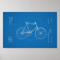 1896 Vintages Fahrrad Patent Blueprint Art Print