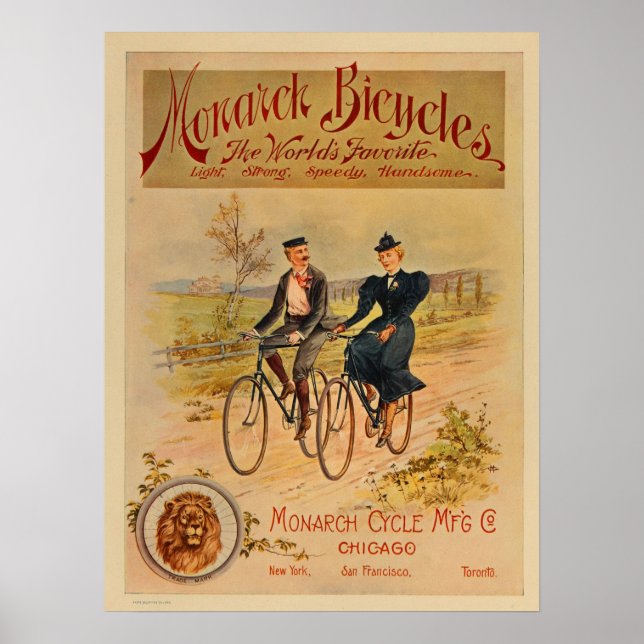 1896 Vintages Monarch Bicycles und Art Poster (Vorne)