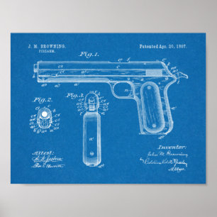 1897 Bräunende Schusswaffenpatentkunst Zeichnend P Poster