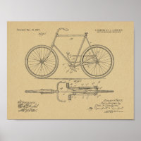 1897 Chainless Bicycle Patent Art Zeichnend Print